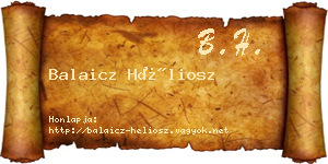 Balaicz Héliosz névjegykártya